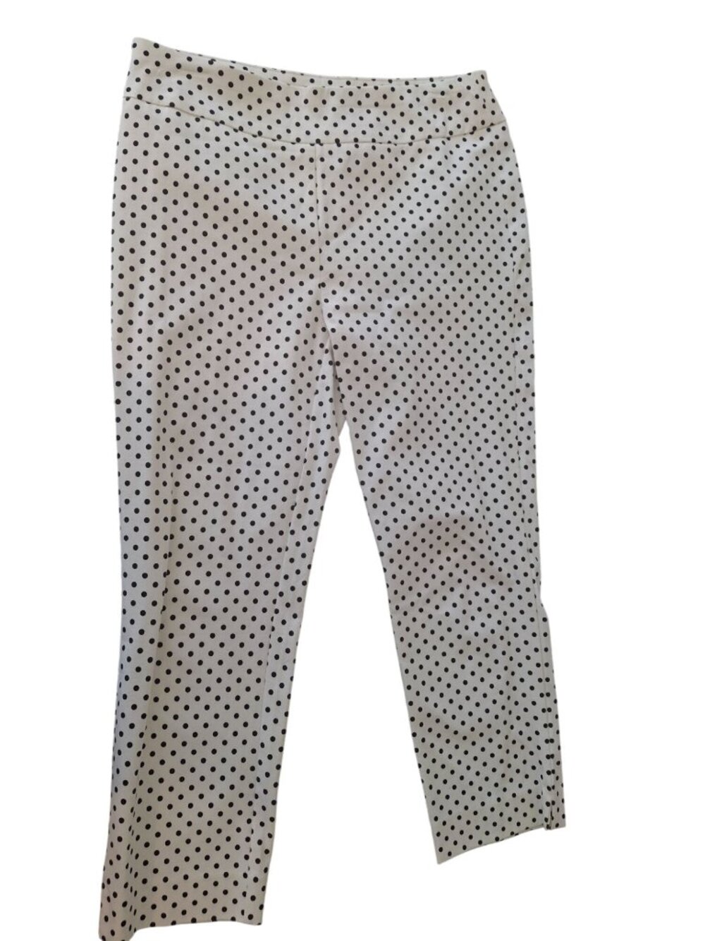 Chico's So Slimming 0 Polka Dot Crop Pants Black White Stretch Preppy Career